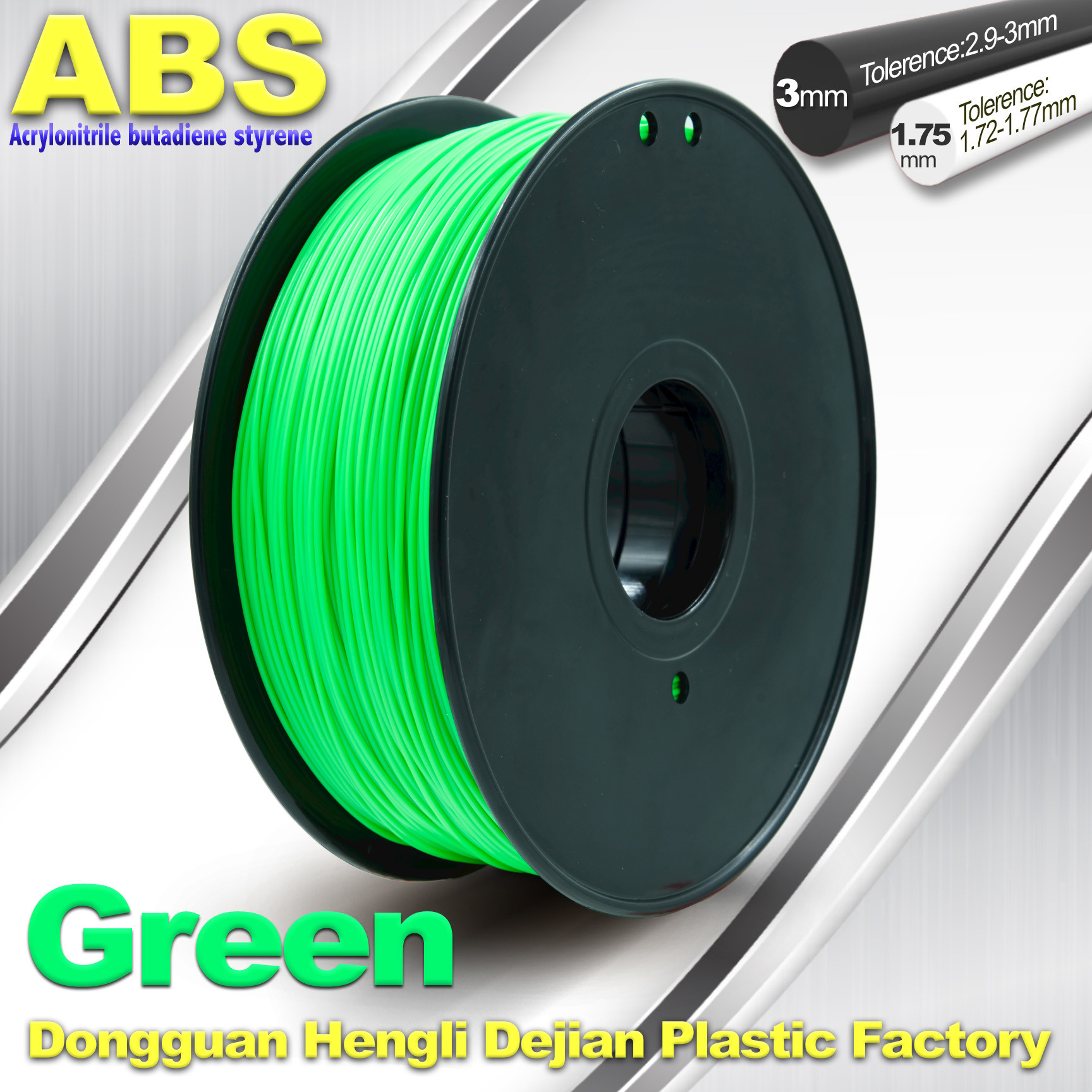 China Customized Green1.75mm / 3.0mm 1.0KgG / roll ABS 3D Printer Filament wholesale