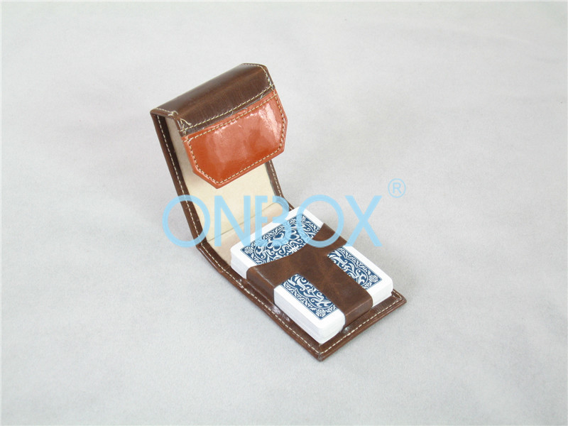 China Fashion Leather Poker Box Leather Packaging Box For Casino Playing Card wholesale