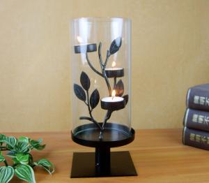 China home decoration  cylinder  metal candle holder with glass without candle wholesale