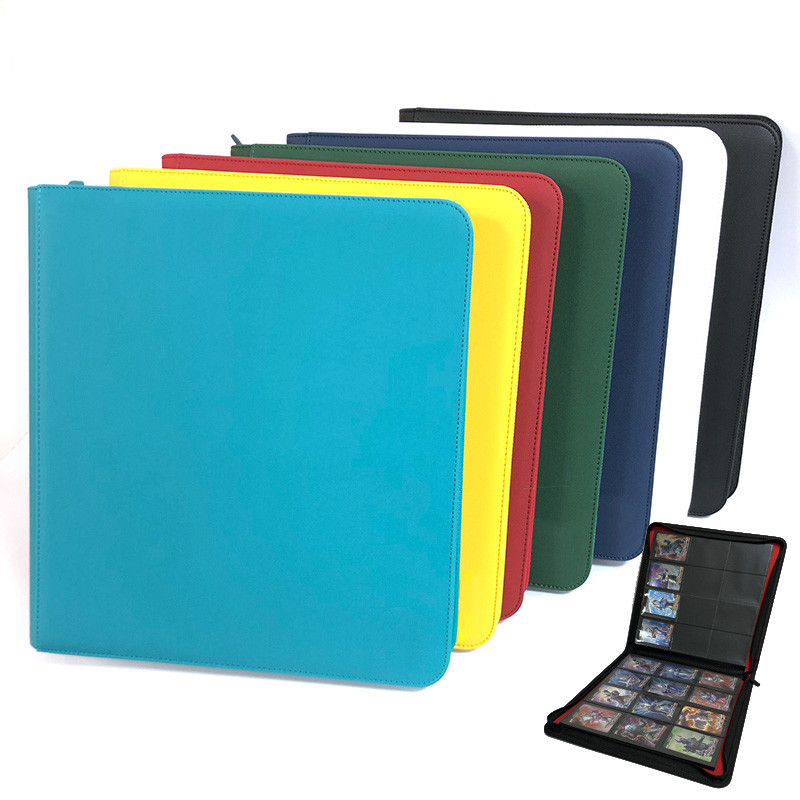 China High End Pu Leather Zipper Trading Card Binder 12 Pocket 20 Pages 480 Cards wholesale