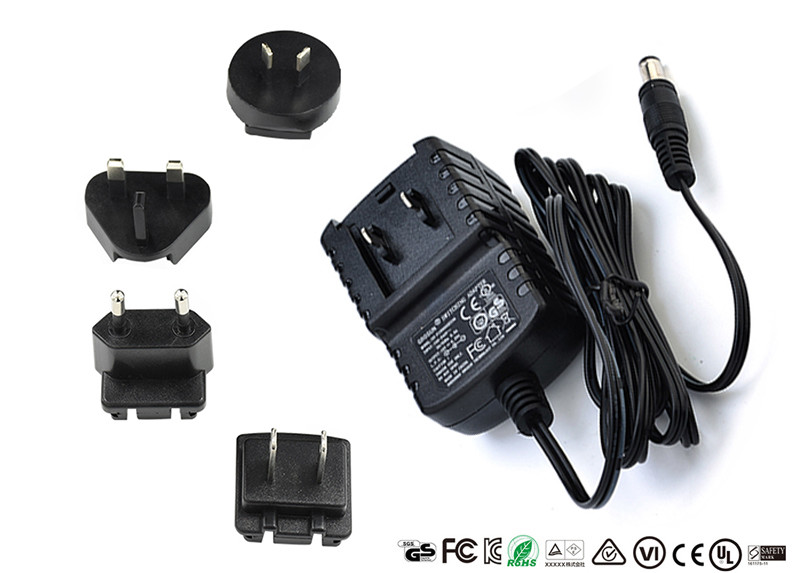 China AC DC Wall Mount Interchangeable Plug Power Adapter Input 50hz / 60hz 12V 0.5A wholesale