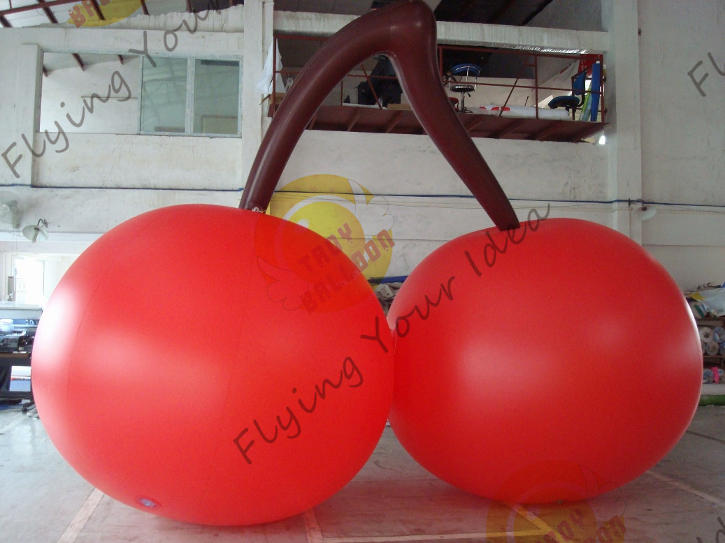 China Red PVC 3m High Cherry Shaped Balloons For Trade Fair Display wholesale