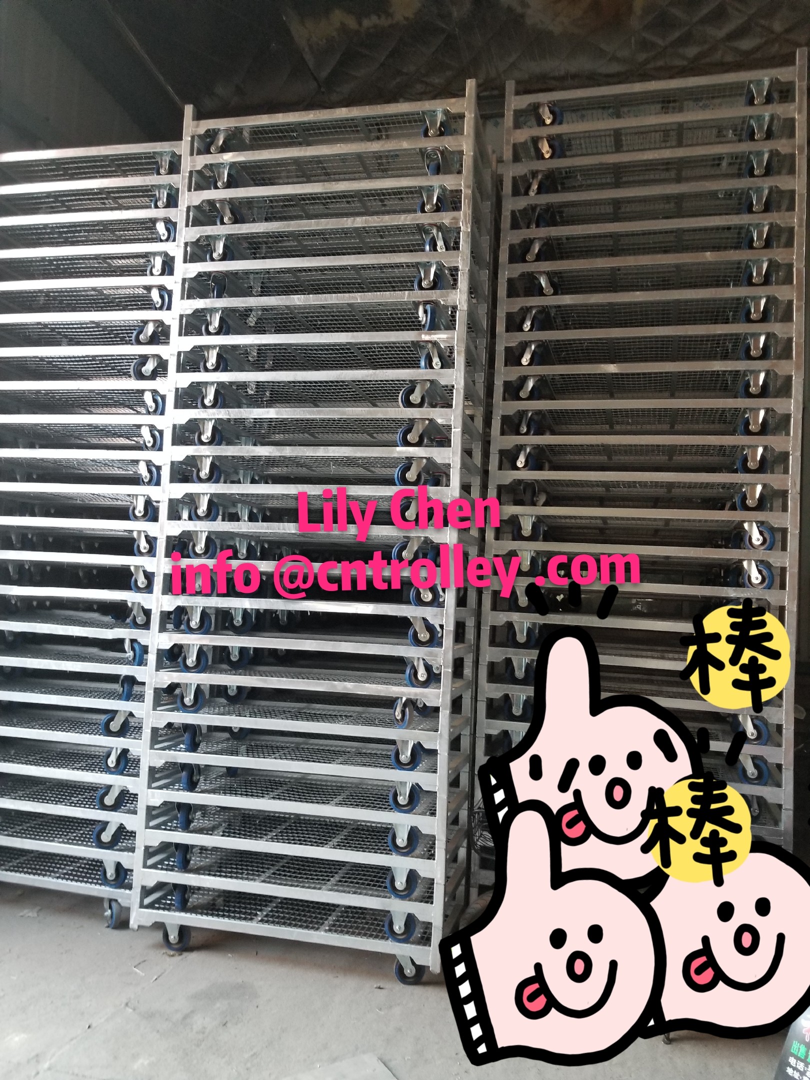 China Water Resistant Garden Danish Plant Trolley Multi Shelves Hot Galvanized Surface wholesale