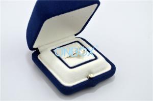 China Factory Supply Fashion Jewelry Box In Navy Blue Velvet With Insert Slot for Single Ring wholesale