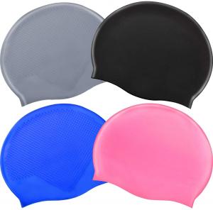 China Waterproof Bathing Non Slip 100% Silicone Swim Caps For Long Hair wholesale