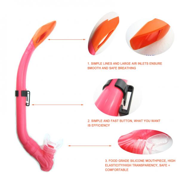 Food Grade Silicone Fully Dry Top Snorkel Tube For Diving