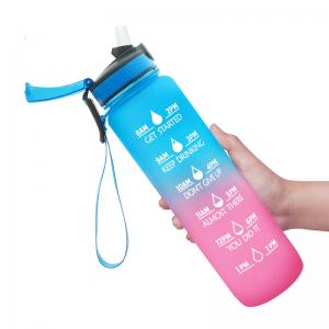 China Sublimation Tritan Plastic Motivational Water Bottle With Silicone Straw Unisex wholesale