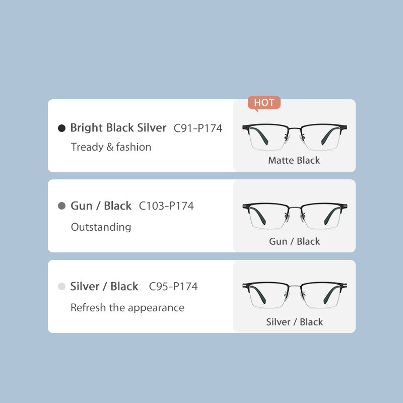 China OEM/ODM Combination Glasses Half Frame Blue Light Blocking Eyewear wholesale