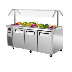 China Stainless Steel Saladette Salad Bar Fridge With Glass Cover wholesale