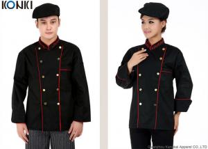 China Professional Double Breasted Chef Jacket Black Long Sleeve For Men wholesale