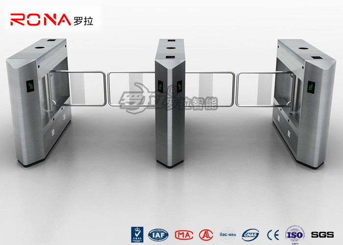 China DC24V Brush Biometric Electric Swing Barrier Gate 20W RS485 Access Control Turnstile wholesale