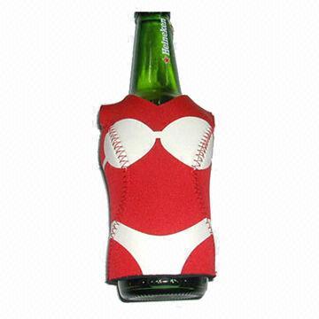 China Neoprene Wine Beer Bottle Stubby Holder/Can or Bottle Cooler in Bikini Vest Shape  wholesale