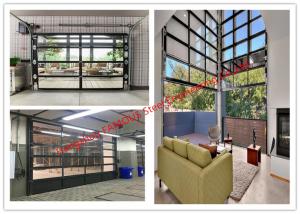 China Aluminum Frame Rolling Door Customized Transparent Door With Tempered Glass Panel on sale