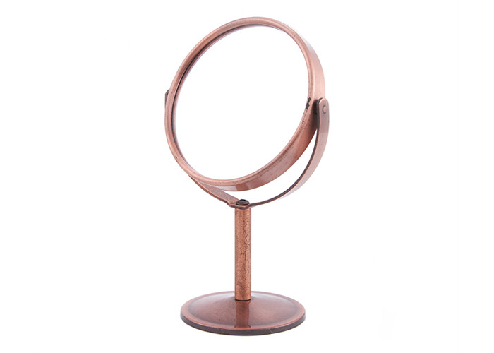 China Round Rotatable Cosmetic Table Mirror Double Sides Mini Rose Desk Top Mirror wholesale