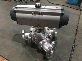 China aero2 pneumatic actuator air control  three way Y type ball valve wholesale