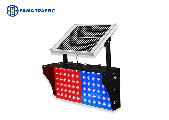 China 600x300mm Led Solar Traffic Signs Red Blue Traffic Warning Signal 3 Years Warranty wholesale