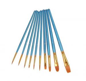 China 10Pieces Round Pointed Tip Nylon Hair Brush Set, Blue wholesale