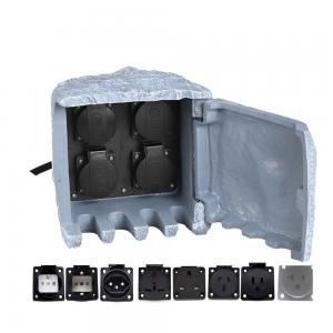 China Outdoor Garden Electrical Power Outlet Socket Box Resin Enclosure Waterproof Stone-looking wholesale
