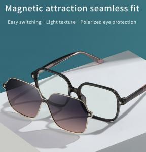 China Unisex Clip On Magnetic Sunglasses For Women Polarized UV Protection Retro Square wholesale