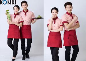 China Stripe Shirt Restaurant Staff Uniforms Embroidered Workwear For Women wholesale