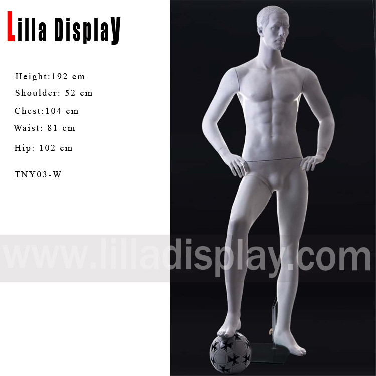 China sport athletic football player male mannequin right leg stepping on ball pose TNY03-W wholesale