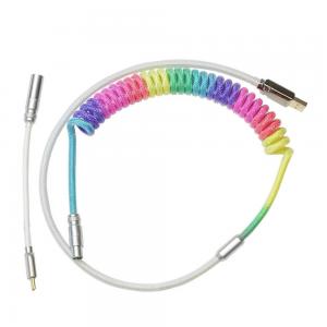 China Mechanical Keyboard Cable Coiled Audio Connector Coupling USB Type-C Rainbow Cable wholesale