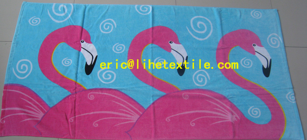 China 100% cotton velour printed beach towel 90X180CM GSM500 new design wholesale