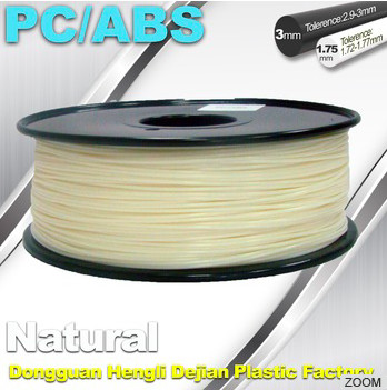 China Natural Color 1.75mm PC / ABS 3D Printer Filament 1.3kg / Spool wholesale
