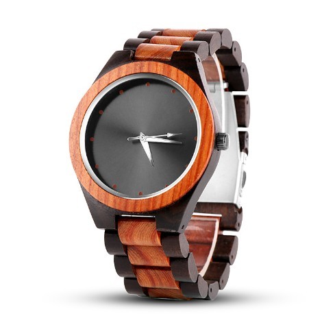 China Custom Logo Wooden Mens Quartz Watch With Analog Dial Display , 2 Year Battery Life wholesale