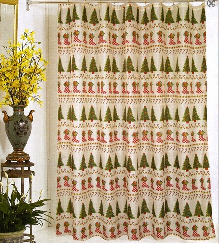 Christmas fabric shower curtains of texlean