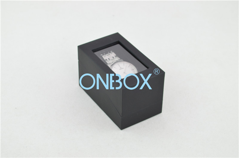 China Black Touch Cardboard Watch Boxes Rectangular With Window On Top wholesale