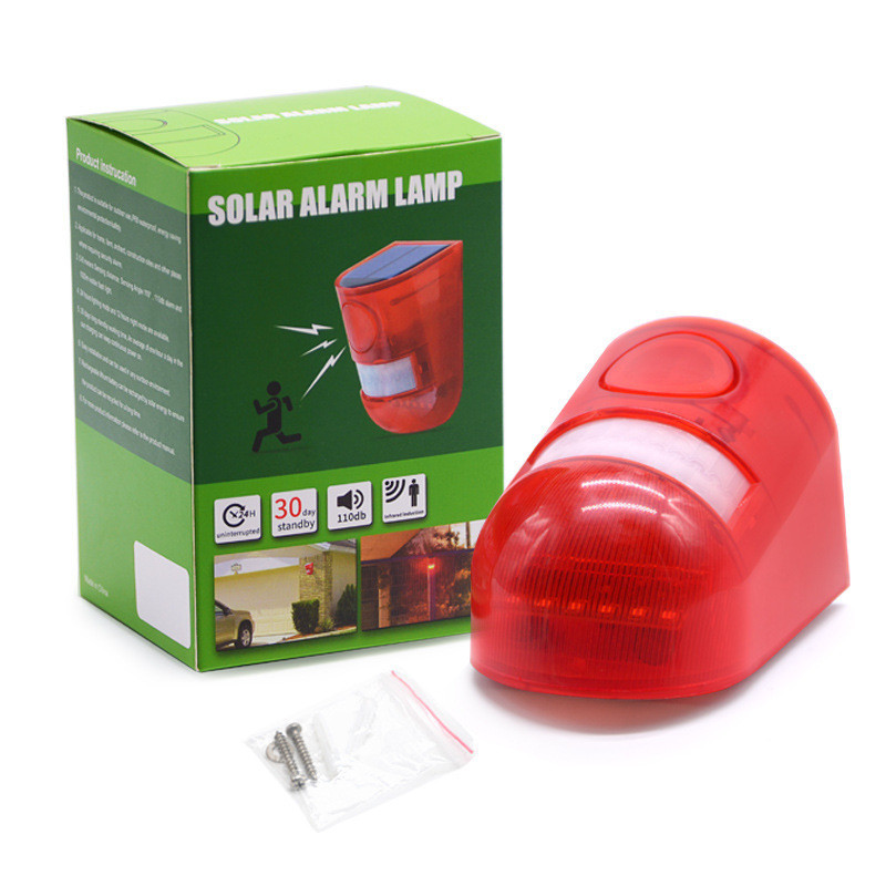 China Motion Sensor Solar Alarm Red Lamp Warning Sound Light Waterproof for Garden Farm Warehouse wholesale
