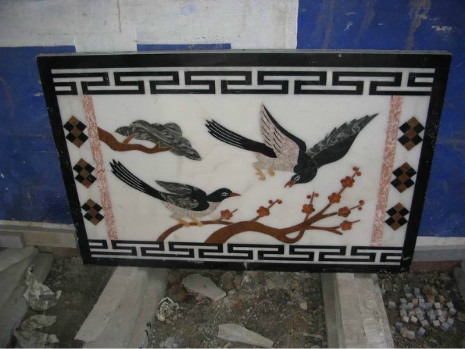 China Birds Pattern Marble Waterjet Medallion Floor Tiles, Rectangular Marble Medallion Pattern, Wall Decoration wholesale