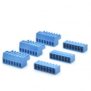 China 3.81mm or 3.50mm Pitch PCB Pluggable Screw Terminal Blocks Plug + Pin Header Blue Color wholesale