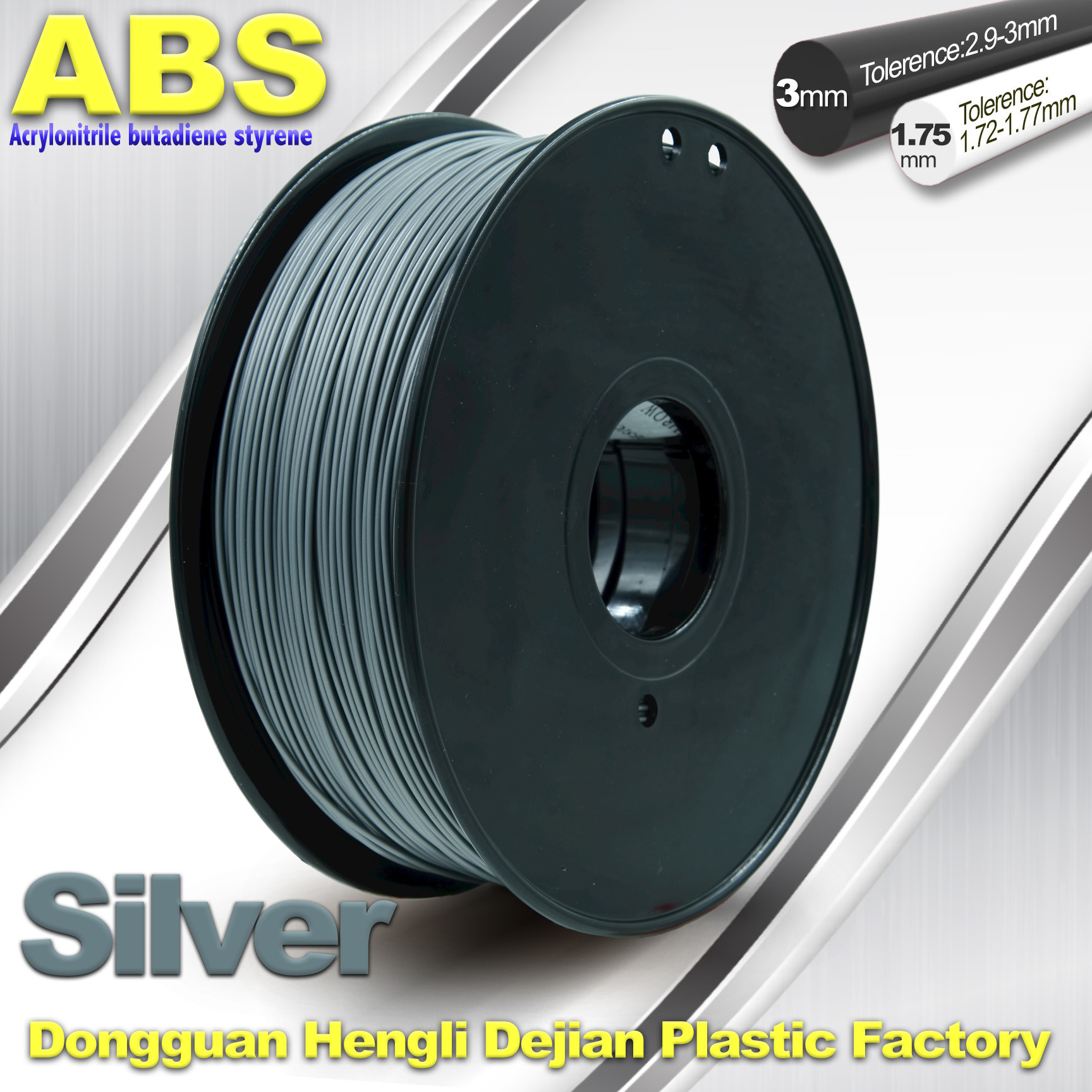 China High strength ABS 3d Printer Filament 1.75mm Silver Filament Materials wholesale