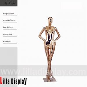 China lilladisplay egghead female full body hands on hips chrome gold color mannequin JR-19A wholesale