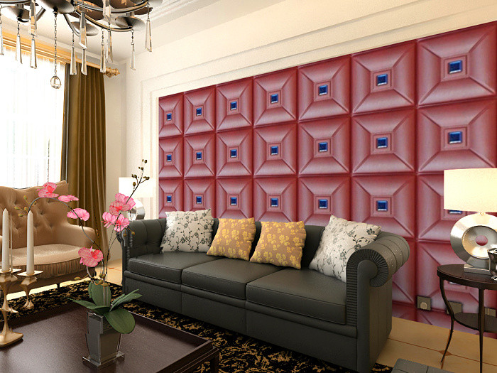 China Parlour Decorative Leather Textured 3D Wall Panel Embossed Indoor Wall Decals wholesale
