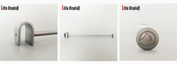Lilladisplay-Chrome Finish/ Powder coating single line slatwall hook with a small disk at the end 22453