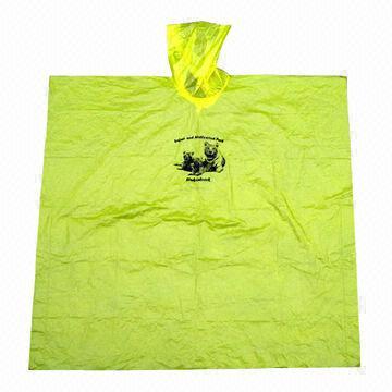 China Emergency and Disposable PE Rain Poncho, Customized Logos are Welcome  wholesale