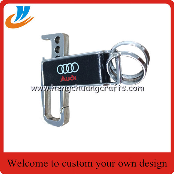China Leather key chain bottle opener,metal bottle opener with antique brass plated wholesale