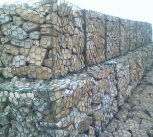 China Zinc Coating Wire Gabion Fence System Woven Stone Cage 10ft X 6ft on sale