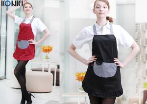China Contrast Color Custom Embroidered Aprons Working Cooking For Coffee Shop wholesale