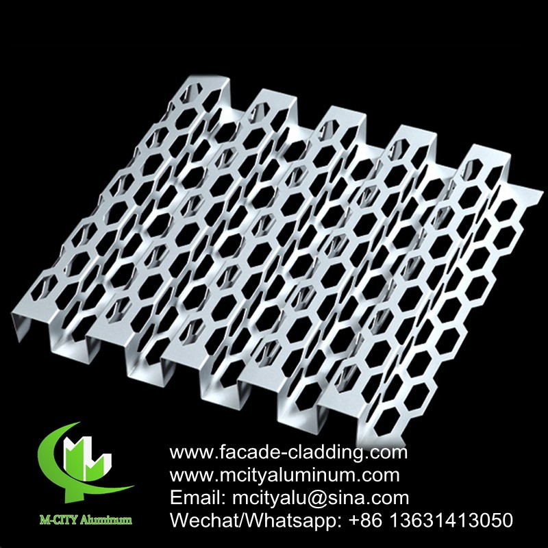 China AUDI facade panel with perforated pattern bending sheet aluminum 3mm sliver color wholesale