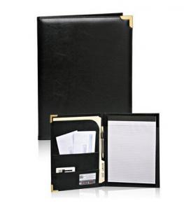China Deluxe Black Padfolio with Gold Accents wholesale