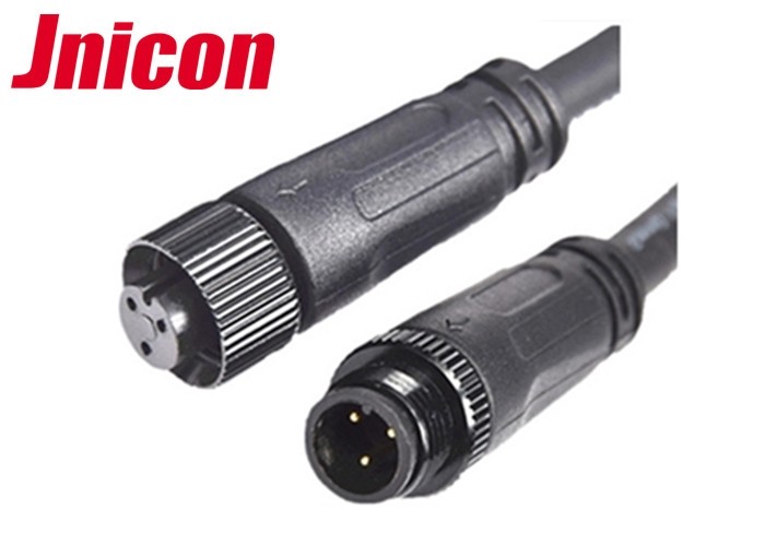 China Black Wire Waterproof Male Female Connector 10A / 300V 3 Pin Metal Screw Type wholesale