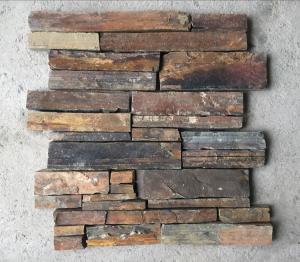 China Rusty Split Face Slate Z Stone Panel with Steel Wire Back,Natural Slate Stacked Stone Cladding wholesale