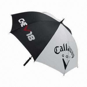 China Fiberglass Straight Umbrella with Rubber or Wooden Handle, Available by Manual and Automatic Open wholesale