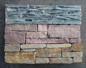China Green Slate Slim Strips Ledgestone, Culture Stone Veneer with Cement Back,Outdoor Wall Panel wholesale