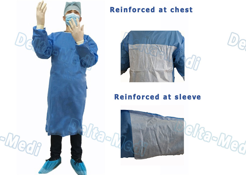China 35 - 50gsm Disposable Surgical Gown Reinforced Waterproof Latex Free wholesale