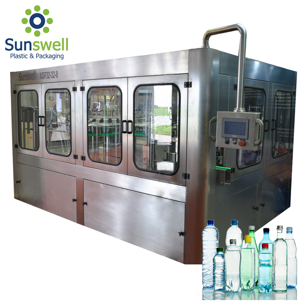 China 14 Heads Rotary Drinking Water Rinsing Filling Capping And Labeling Product Line wholesale